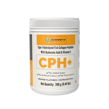 Sharrets CPH+ Marine Collagen Powder (Type 1) with Vitamin C & Hyaluronic Acid- Orange flavored 200g