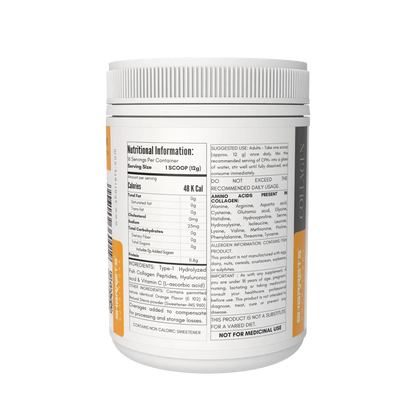 Sharrets CPH+ Marine Collagen Powder (Type 1) with Vitamin C & Hyaluronic Acid- Orange flavored 200g