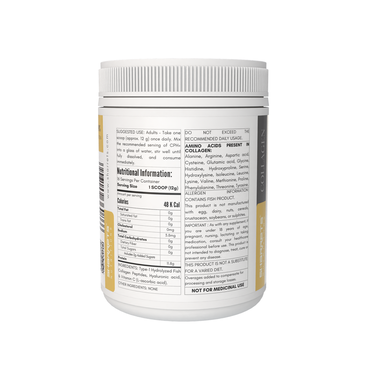 Sharrets CPH+ Marine Collagen Powder (Type 1) with Vitamin C & Hyaluronic Acid- Unflavored 200g