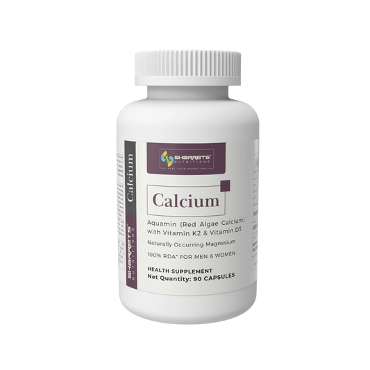 Sharrets Calcium Capsules with Aquamin Red Algae Calcium, Vitamin K2 and Vitamin D3 – 90 Capsules