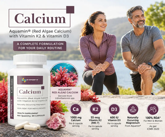 Sharrets Calcium Supplement with Aquamin Red Algae Calcium, Vitamin K2 &amp; Vitamin D3 - info image