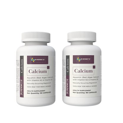Sharrets Calcium Supplement 90 Capsules – Pack of 2 with Aquamin Red Algae Calcium, Vitamin K2 and Vitamin D3