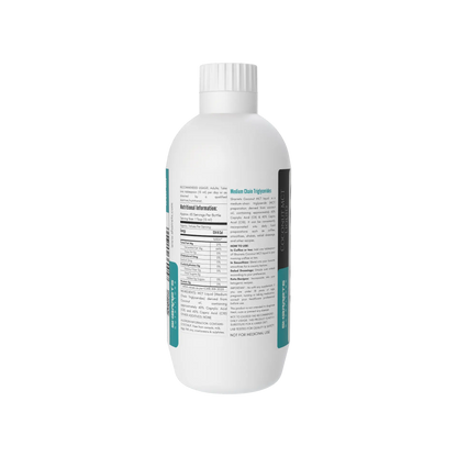 Sharrets Coconut MCT Oil 946ml bottle showing nutritional information and product details