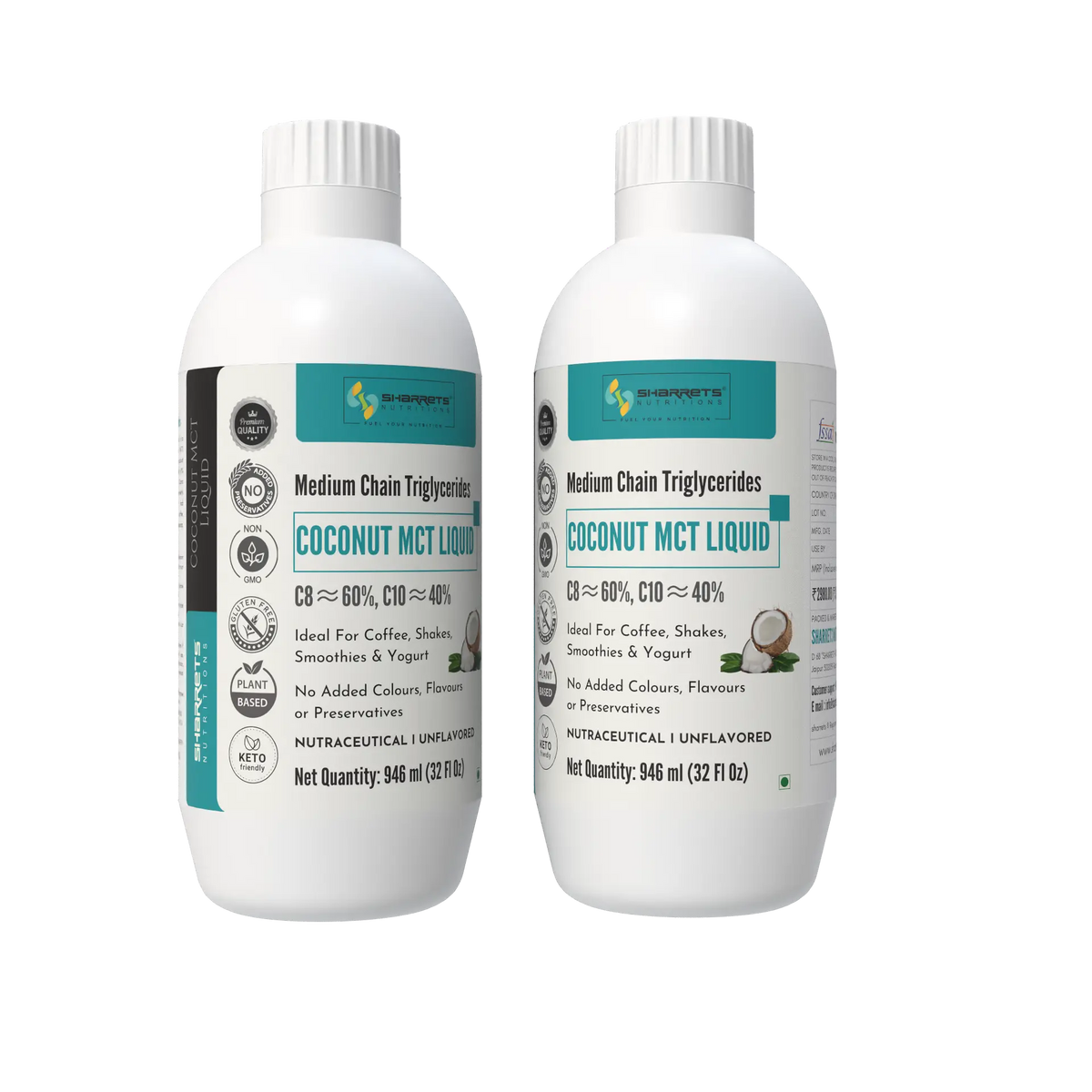 Sharrets Coconut MCT Oil 60:40 C8 C10 – 2 x 946 ml bottles product image