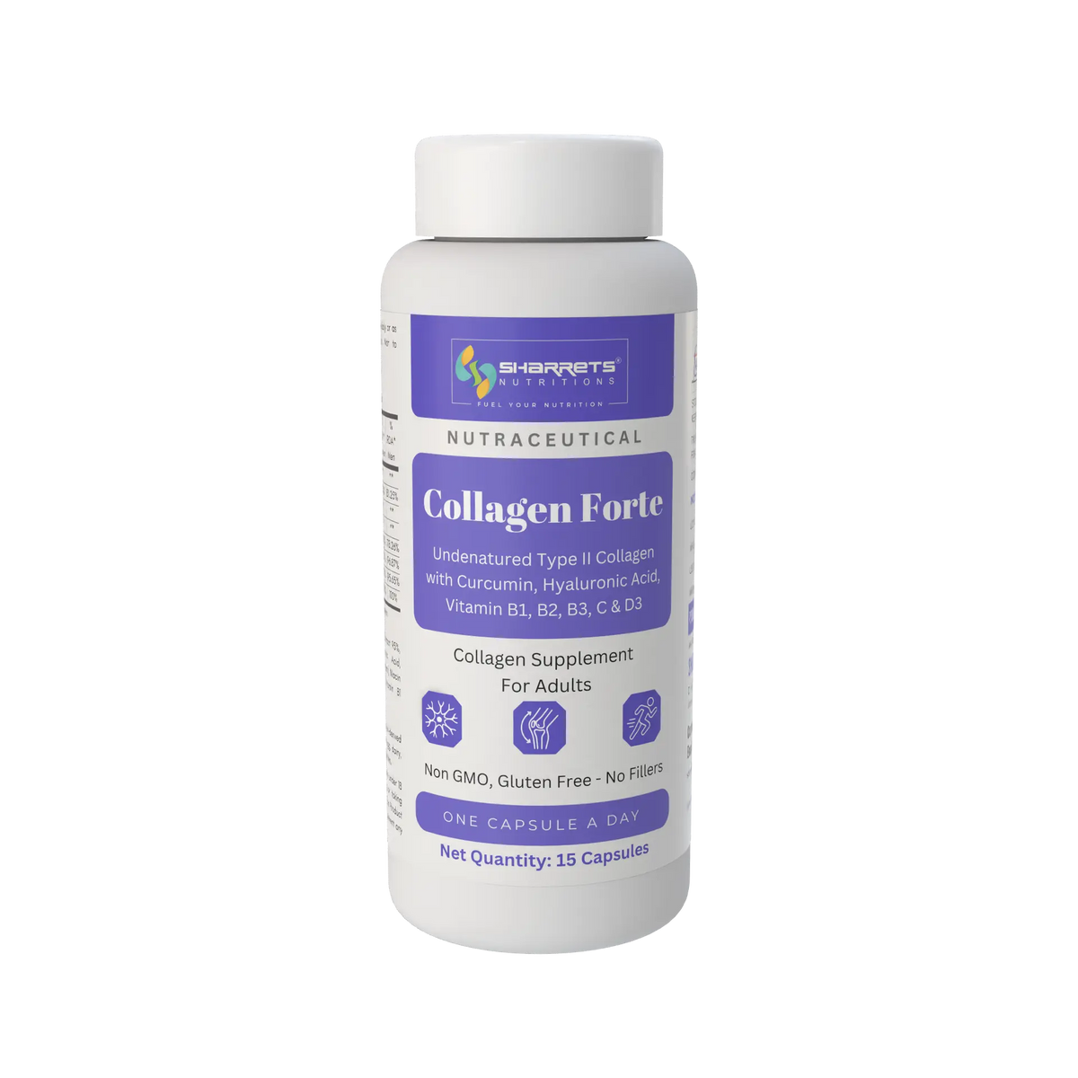 Sharrets Undenatured Type II Collagen with Curcumin, Hyaluronic Acid, Vitamin C, D3, B1, B2 & B3