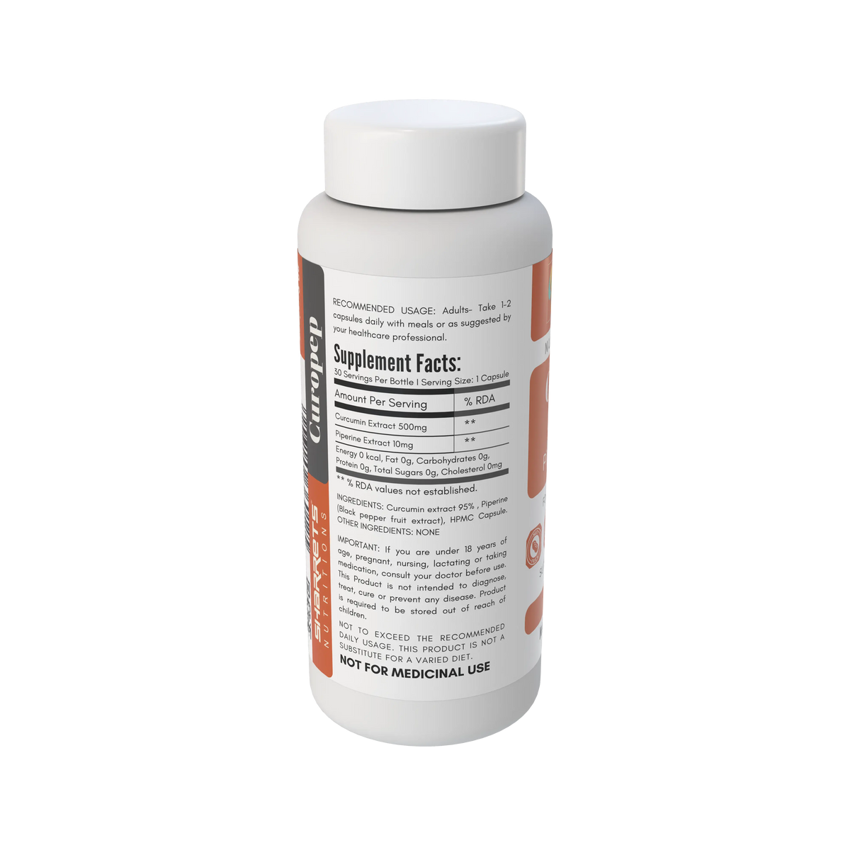 A white plastic bottle of sharrets dietary supplement capsule with a white cap, showing the back label with Supplement Facts and usage information.