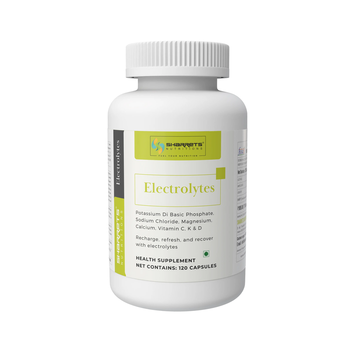 Sharrets Electrolytes Capsules health supplement with potassium, sodium, magnesium, calcium and vitamins C, K and D, 120 capsules