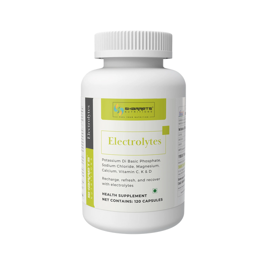 Sharrets Electrolytes Capsules health supplement with potassium, sodium, magnesium, calcium and vitamins C, K and D, 120 capsules