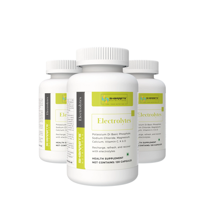 Three Sharrets Electrolytes Capsules 120-capsule bottles displayed together