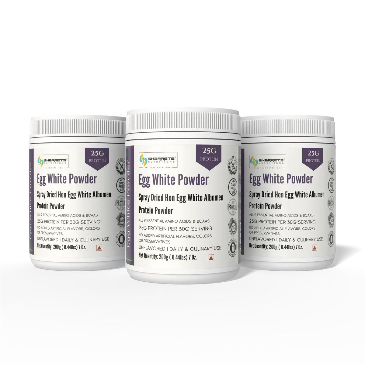 Sharrets Egg White Protein Powder Unflavored 200g Pack of 3 – Egg White Albumen Protein