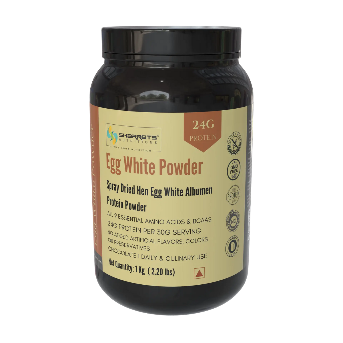 Sharrets Egg White Protein Powder Chocolate Flavored 1kg – Spray Dried Hen Egg White Albumen Protein