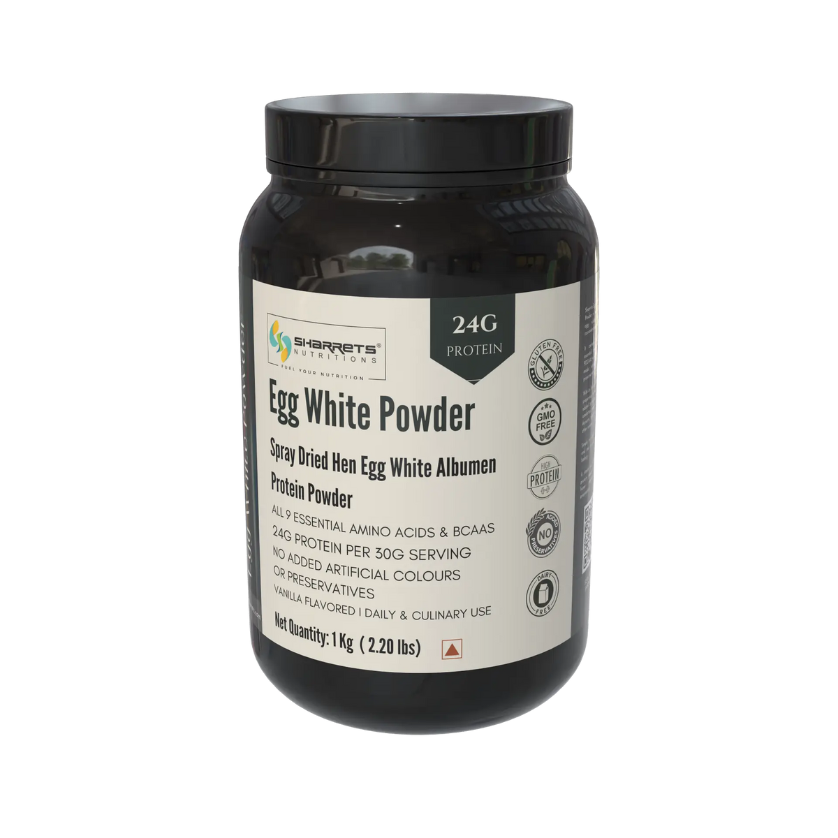 Sharrets Egg White Protein Powder Vanilla Flavored 1kg – Spray Dried Hen Egg White Albumen Protein