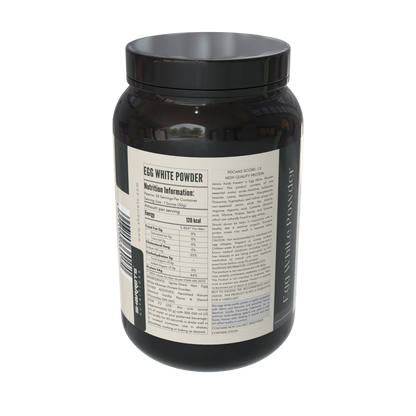 Sharrets Egg White Protein Powder Vanilla Flavored 1kg – Spray Dried Hen Egg White Albumen Protein- left panel showing nutritional information, ingredients list