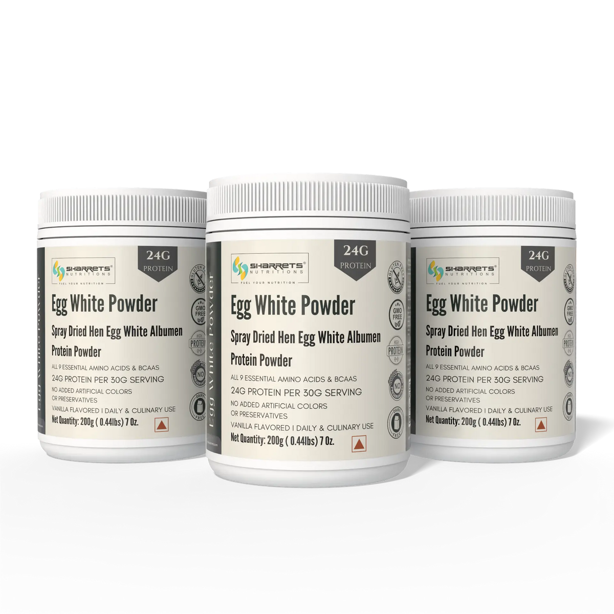 Sharrets Egg White Protein Powder Vanilla Flavored 200g Pack of 3 – Egg White Albumen Protein