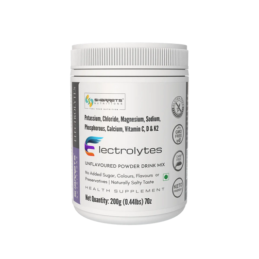 Sharrets Electrolytes Powder Unflavoured 200g with Potassium, Magnesium, Calcium, Sodium, Vitamins C, D & K2
