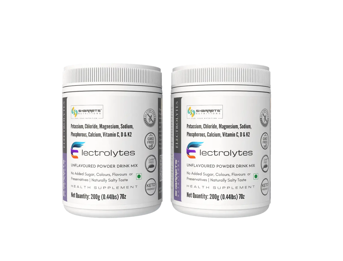 Sharrets Electrolytes Powder Unflavoured 2 x 200g with Potassium, Magnesium, Calcium, Sodium, Vitamins C, D & K2 - Pack of 2