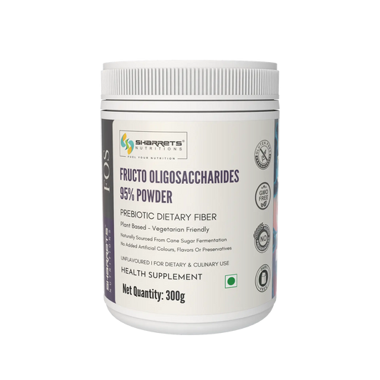 Sharrets Fructo Oligosaccharides FOS 95% Powder, Prebiotic Fibre, 300 g
