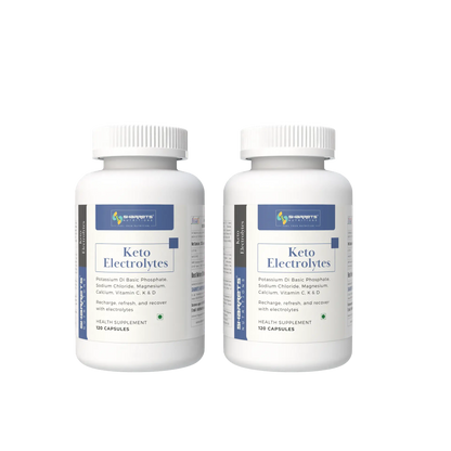 Two bottles of Keto Electrolytes on a white background - Sharrets Keto Electrolytes Capsules - Balance Your Ketogenic Journey