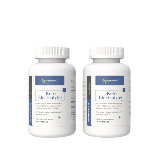Two bottles of Keto Electrolytes on a white background - Sharrets Keto Electrolytes Capsules - Balance Your Ketogenic Journey