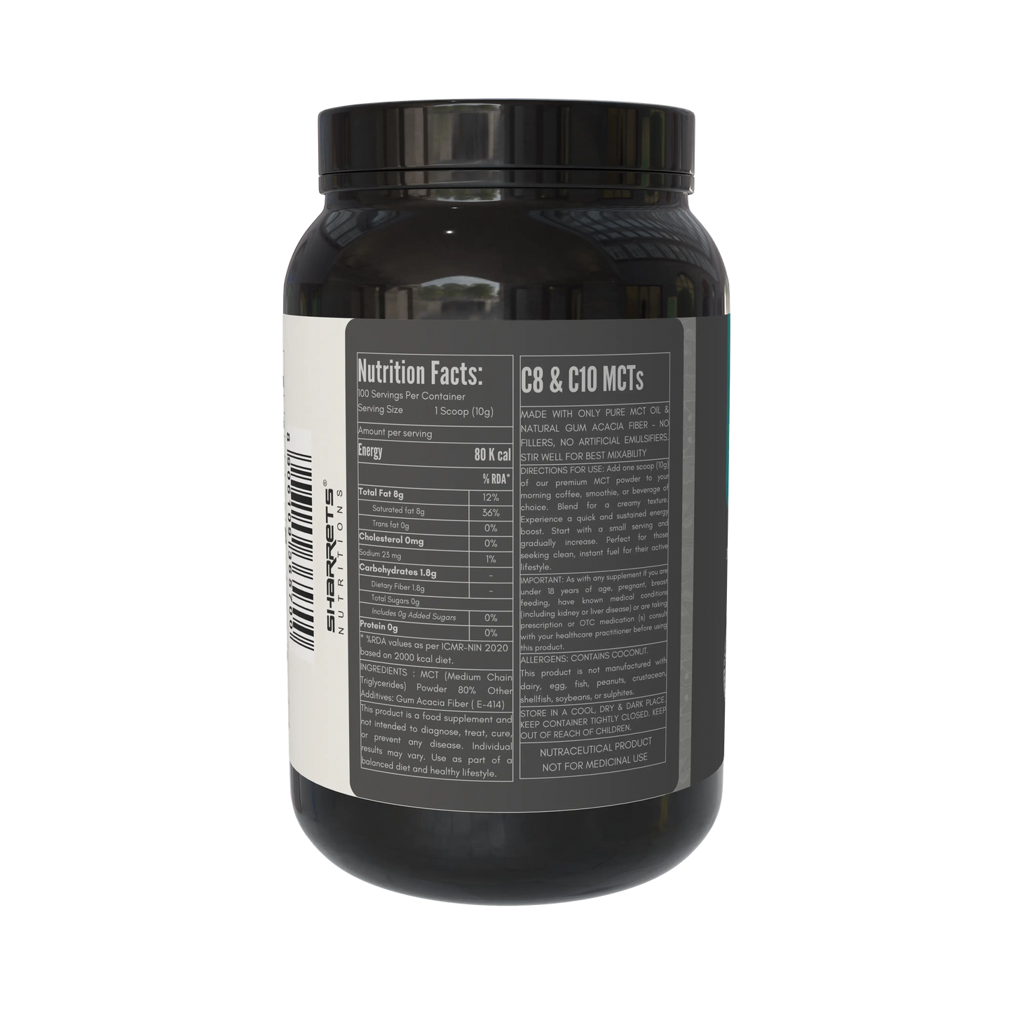 Sharrets MCT Powder 80- left panel