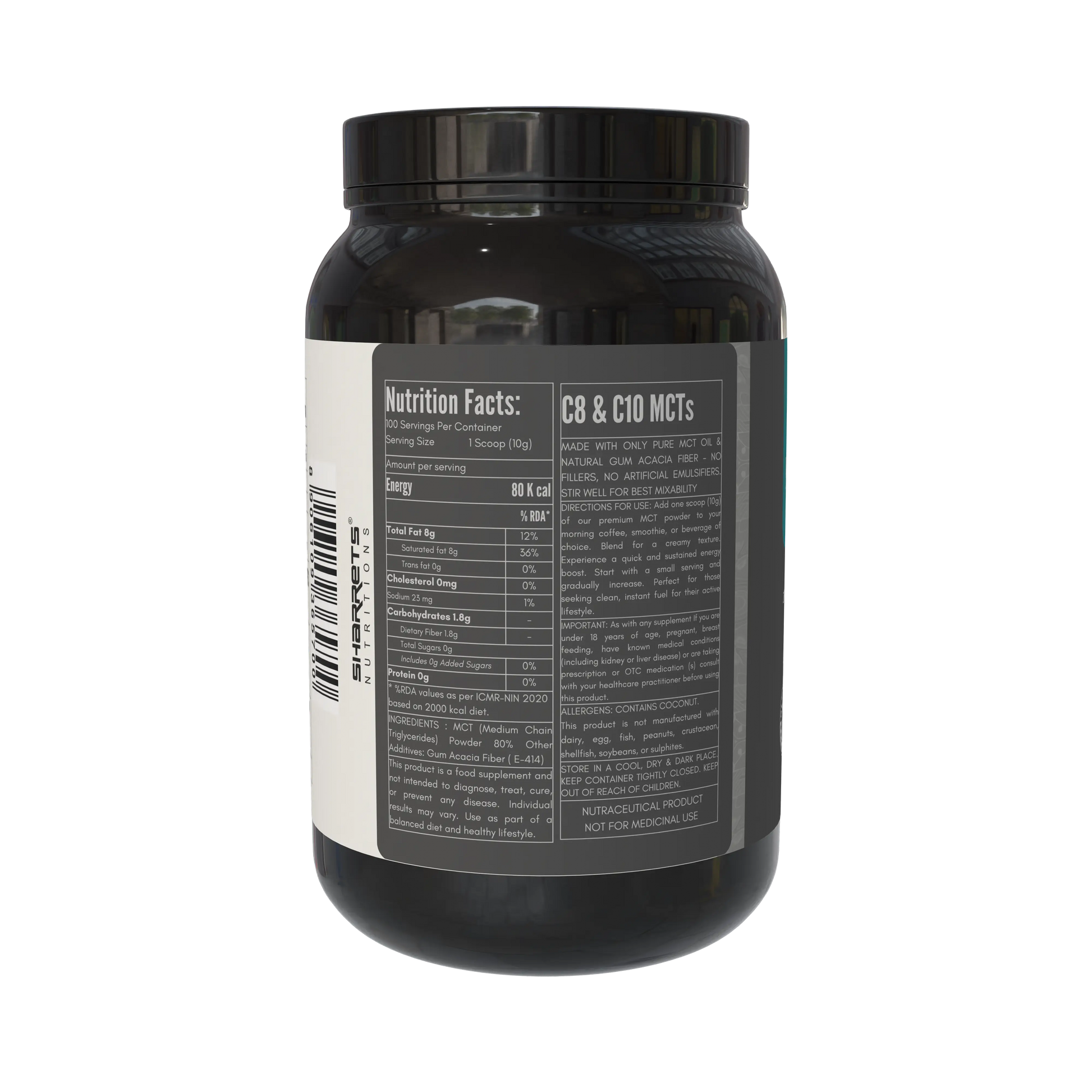 Sharrets MCT Powder 80- left panel