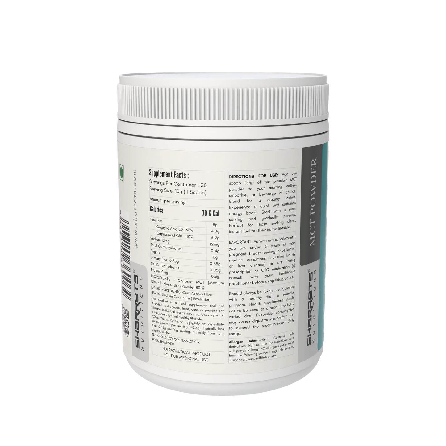 Sharrets Coconut MCT Oil Powder 80%