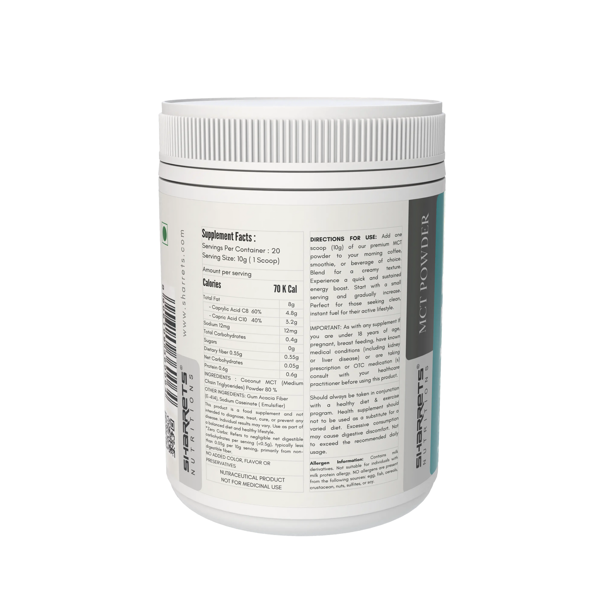 Sharrets Coconut MCT Oil Powder 80%