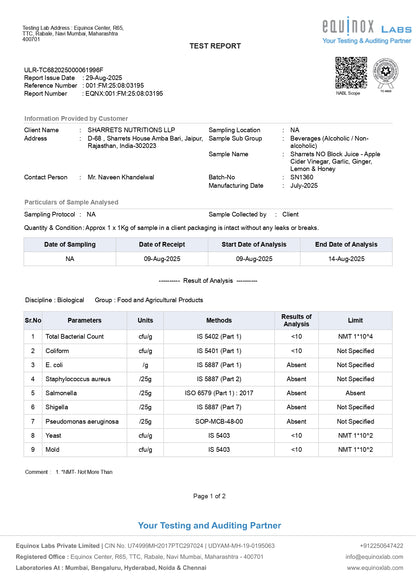 No Block Microbiology COA- Sharrets