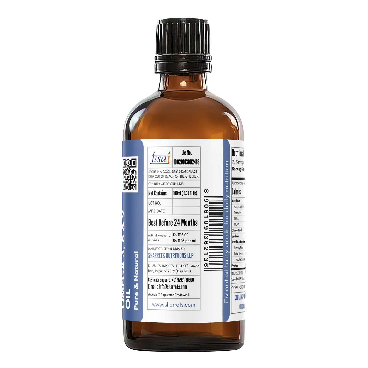 Sharrets Natural Plant Based Omega 3, 6 & 9 Oil – 100 ml