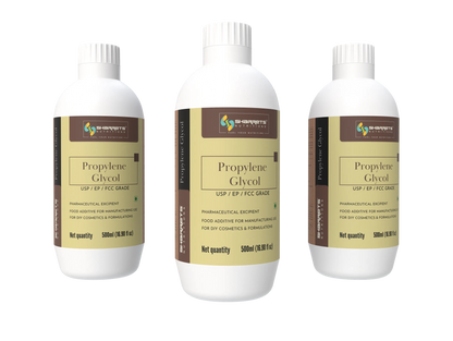 Three bottles of SHARRETS propylene glycol with labels on a white background