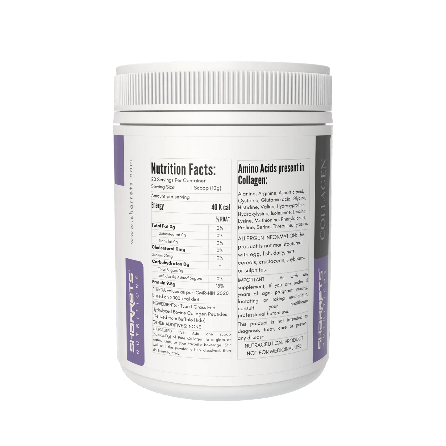 Pure Bovine Collagen Peptides Powder | Grass Fed Type I Collagen