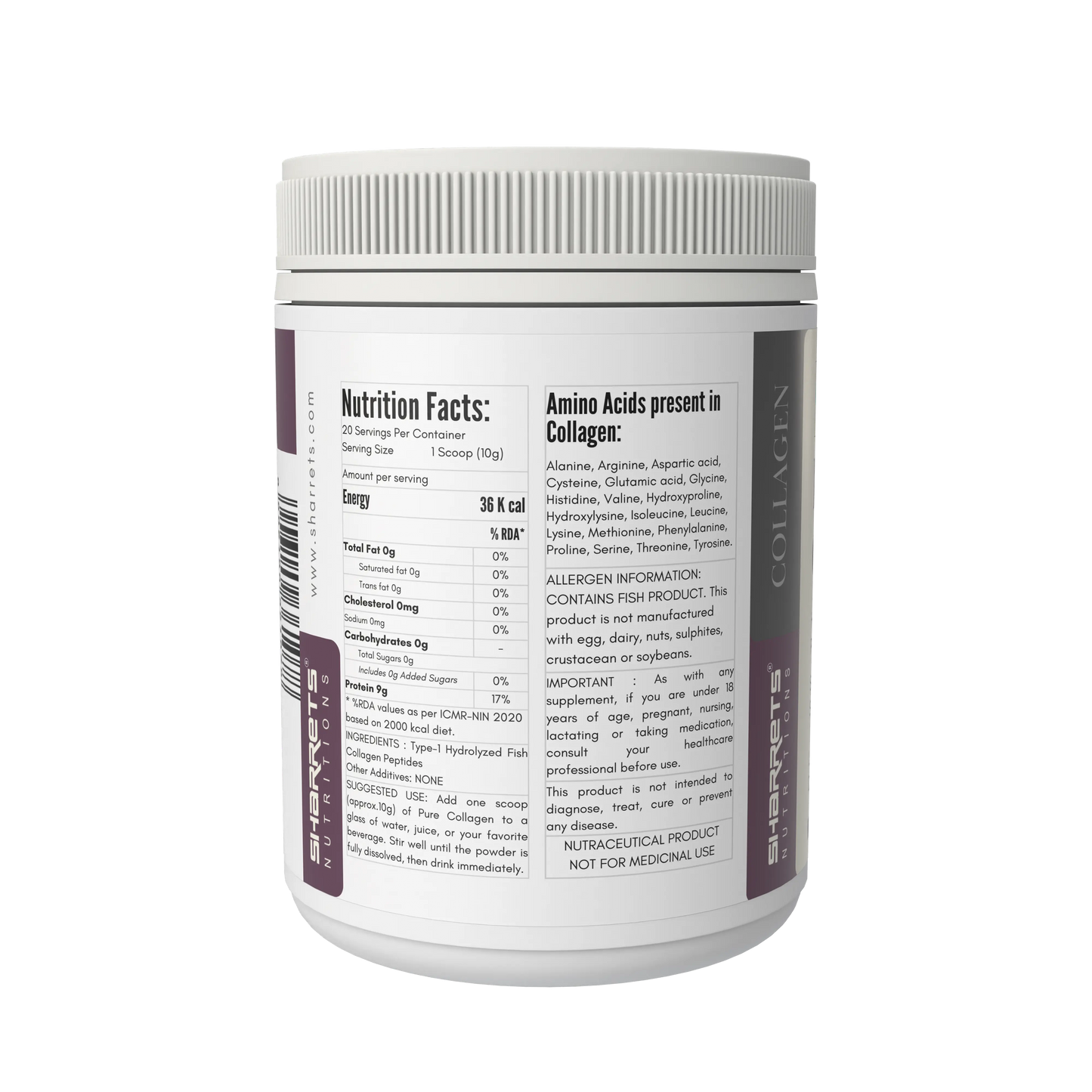 Pure Hydrolyzed Fish Collagen Powder- Sharrets