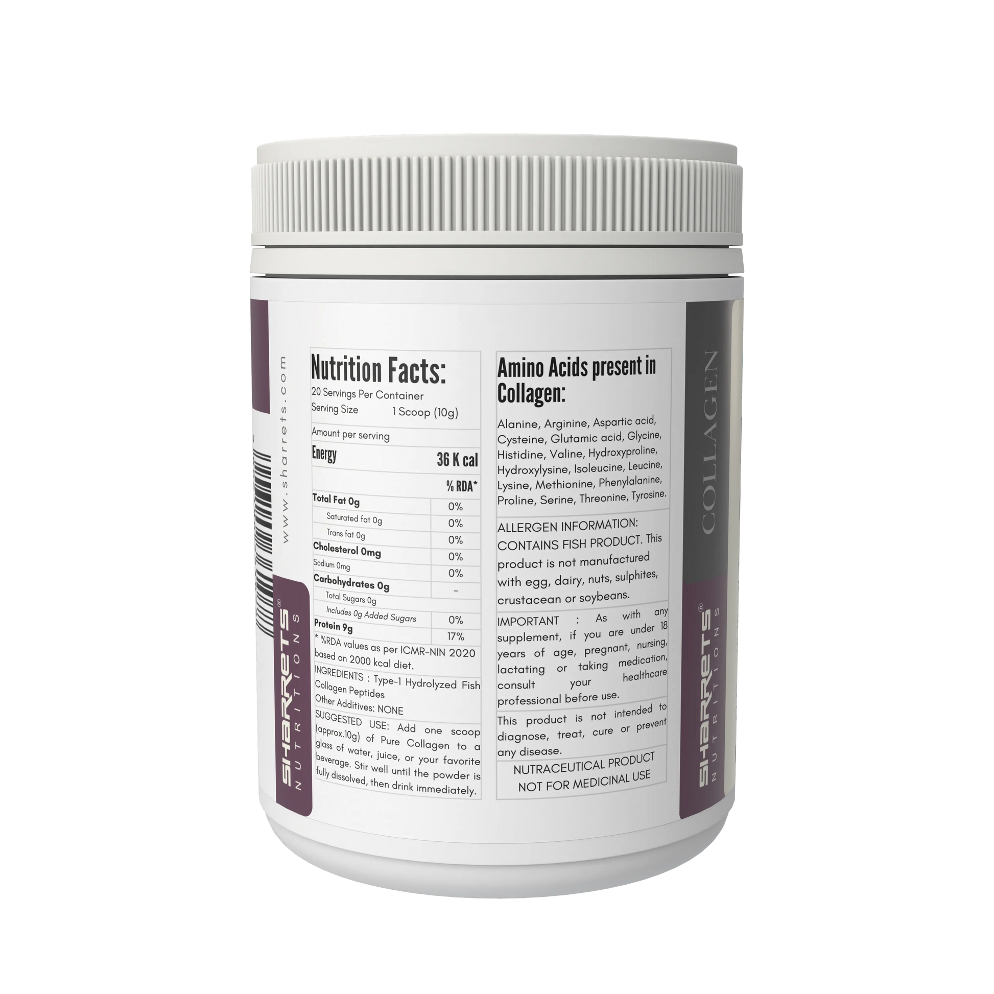 Pure Hydrolyzed Fish Collagen Powder- Sharrets