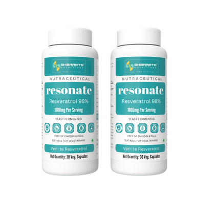 Sharrets Resonate Resveratrol 98% 1000mg per serving pack of 2 x 30 vegetarian capsules