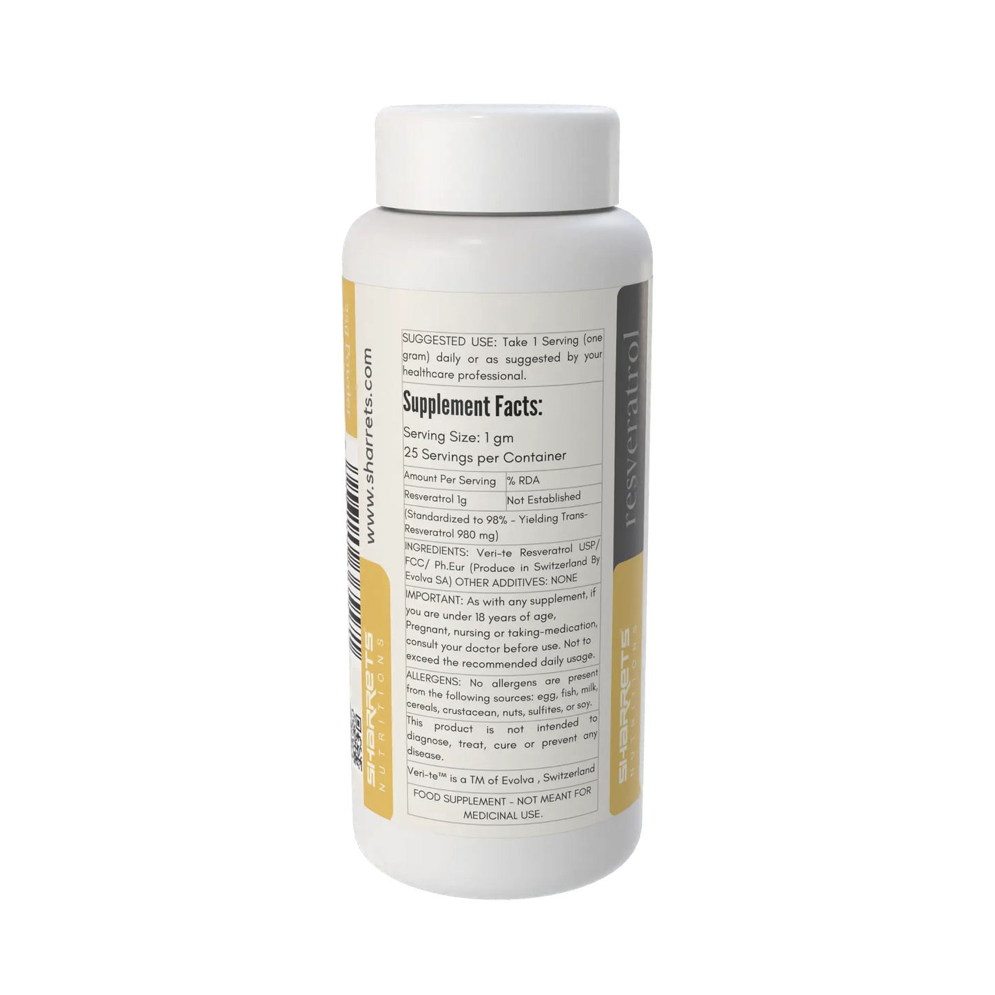 Trans-Resveratrol Powder 98% Pure | Yeast Fermented I Sharrets