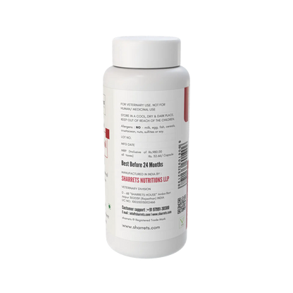 White supplement bottle with text on a white background
