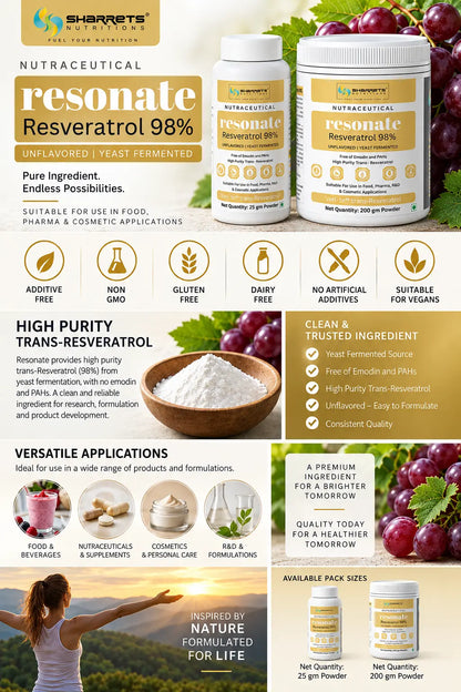 Sharrets Nutritions Resveratrol Supplement Powder 25g & 200g info image