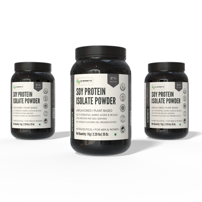 Sharrets Soy Protein Isolate 90% Powder – Unflavored Plant Protein- 1kg x 3 - pack of 3