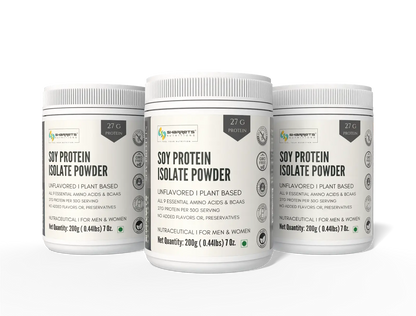 Sharrets Soy Protein Isolate 90% Powder – Unflavored Plant Protein- 200g x 3- pack of 3