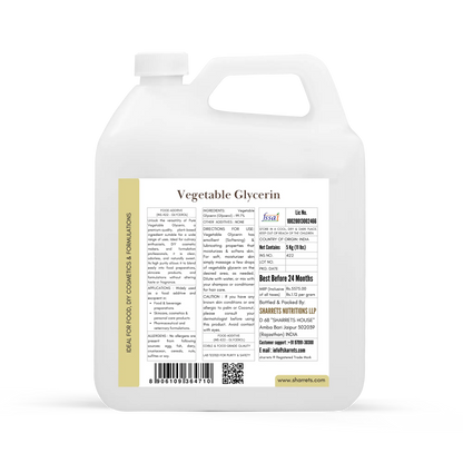 Container of vegetable glycerin with a label on a white background