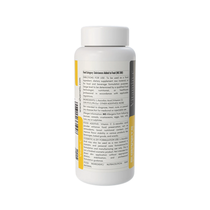 Supplement bottle with label on a white background - Vitamin C Powder Ascorbic Acid