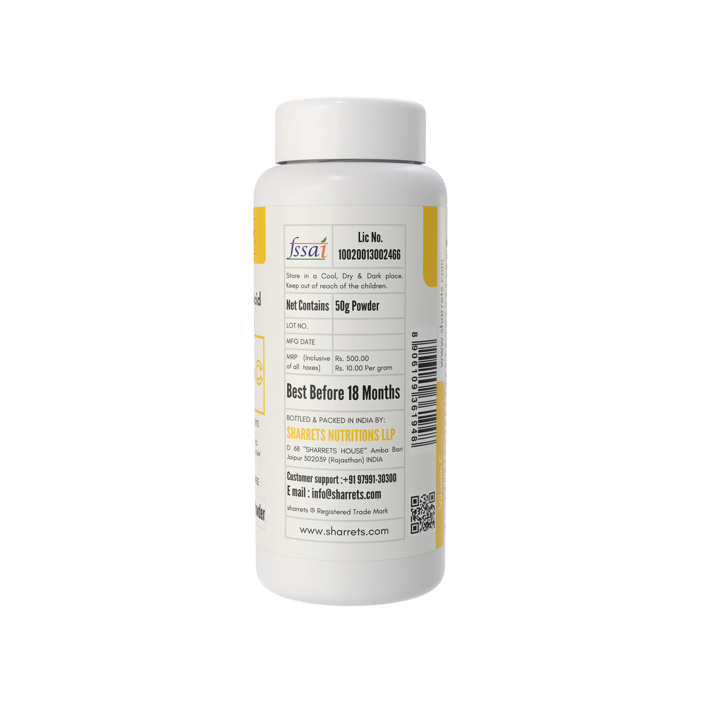 Sharrets supplement bottle with label on a white background