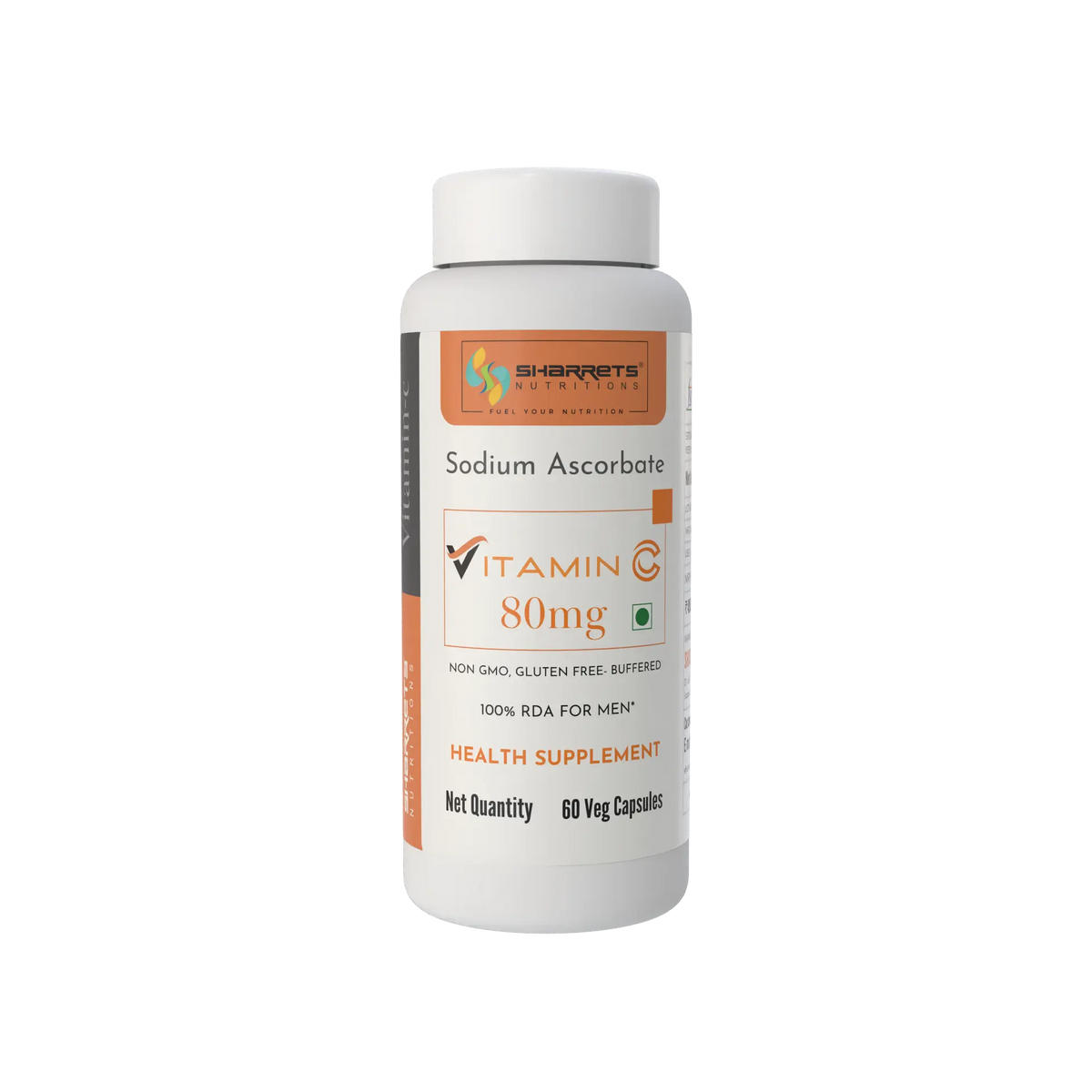 Sharrets Sodium Ascorbate Vitamin C 80 mg Capsules, Buffered Vitamin C Supplement, 60 Veg Capsules.