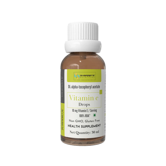 Sharrets Vitamin E Drops 30ml, 10mg Vitamin E supplement with DL-alpha-tocopheryl acetate, 100% RDA