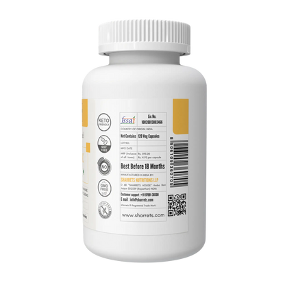 Sharrets Nutritions Ascorbic Acid Vitamin C Capsules 80mg (RDA as per ICMR) – Daily Immunity & Antioxidant Support - 120 Capsules