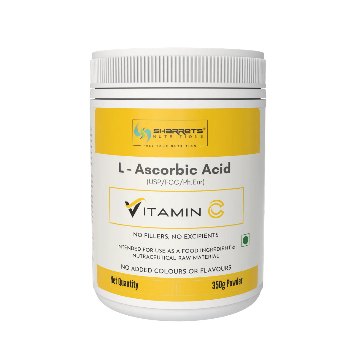 SHARRETS Pure L Ascorbic Acid (Vitamin C) Powder USP/FCC/Ph.Eur – High Potency Food & Pharma Grade - 350G 