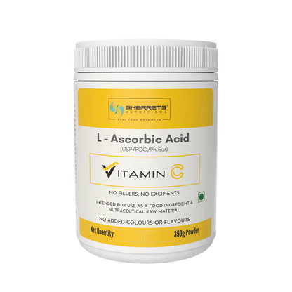 SHARRETS Pure L Ascorbic Acid (Vitamin C) Powder USP/FCC/Ph.Eur – High Potency Food & Pharma Grade - 350G 