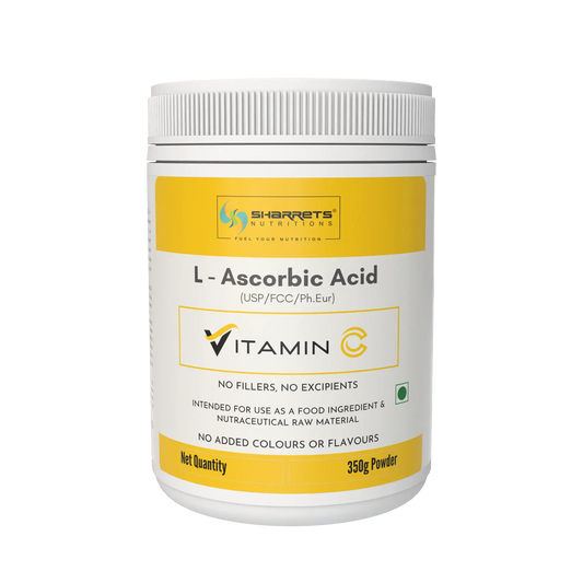 SHARRETS Pure L Ascorbic Acid (Vitamin C) Powder USP/FCC/Ph.Eur – High Potency Food & Pharma Grade - 350G 