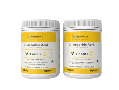 SHARRETS Pure L Ascorbic Acid (Vitamin C) Powder USP/FCC/Ph.Eur – High Potency Food & Pharma Grade - 350G X 2