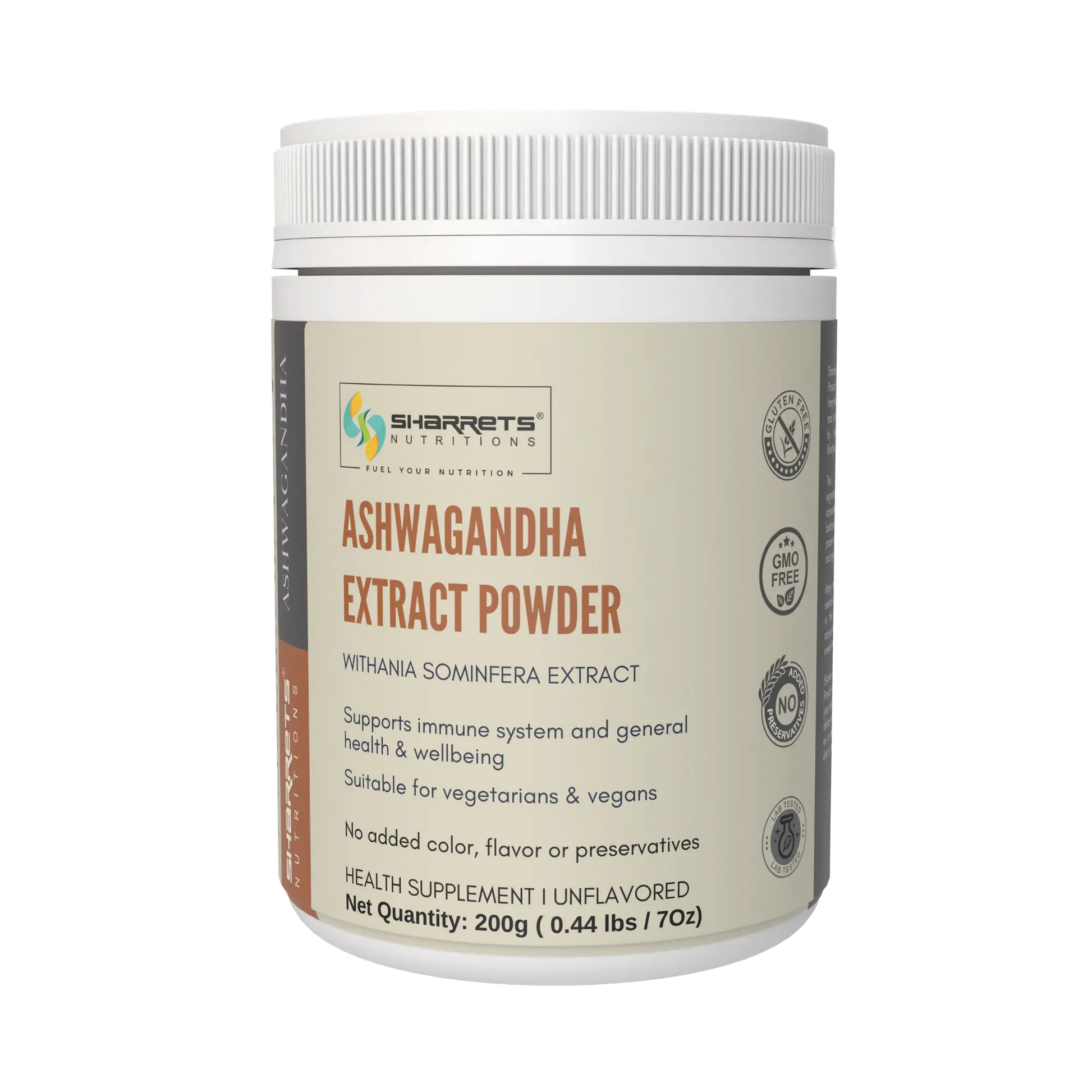Ashwagandha extract powder Withania somnifera supplement 200g by Sharrets Nutritions for stress relief energy and overall wellness